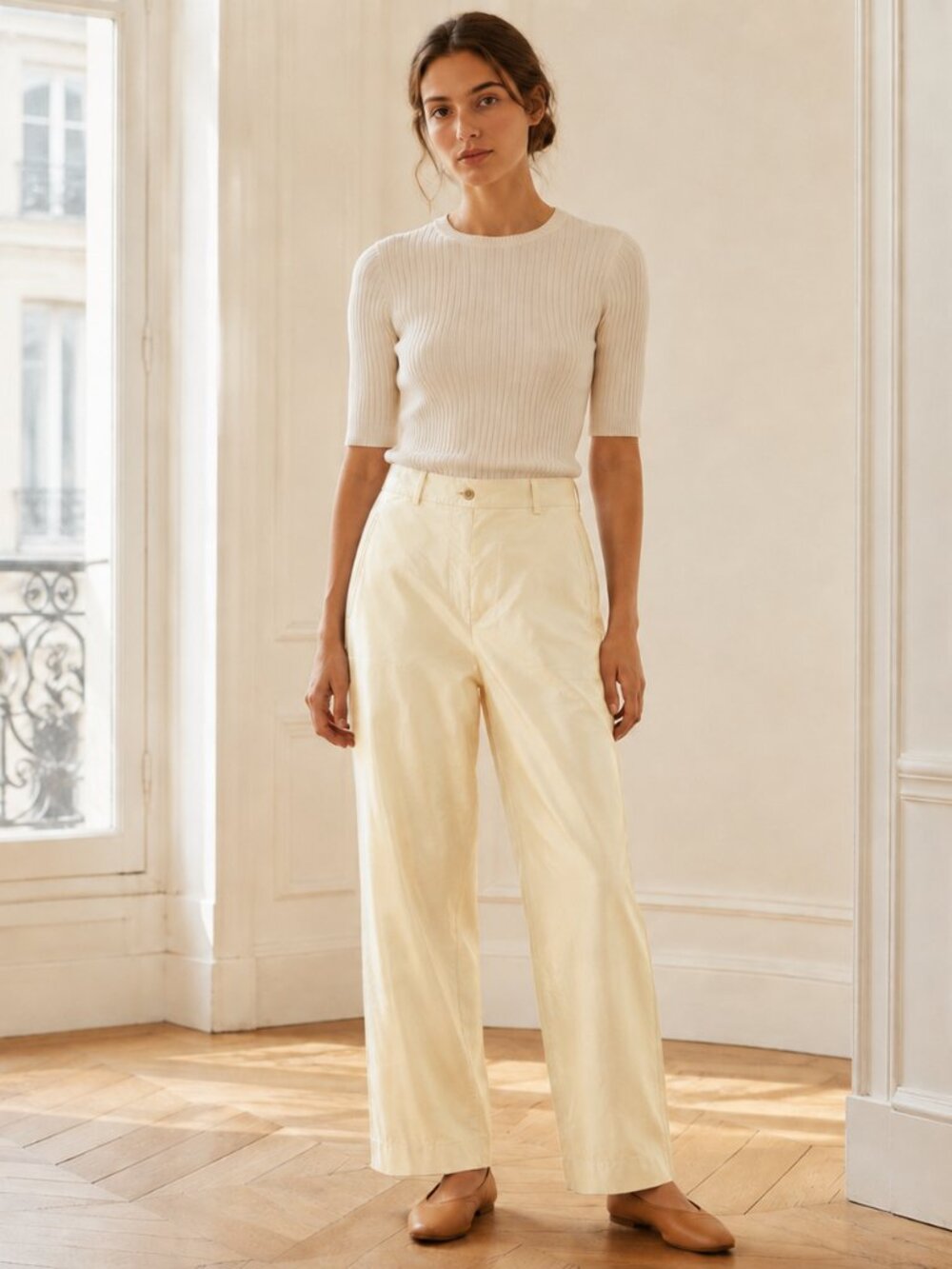 Giorgio Armani Silk Pants Women 2 Cream Straight Leg Quiet Luxury Italy Designer